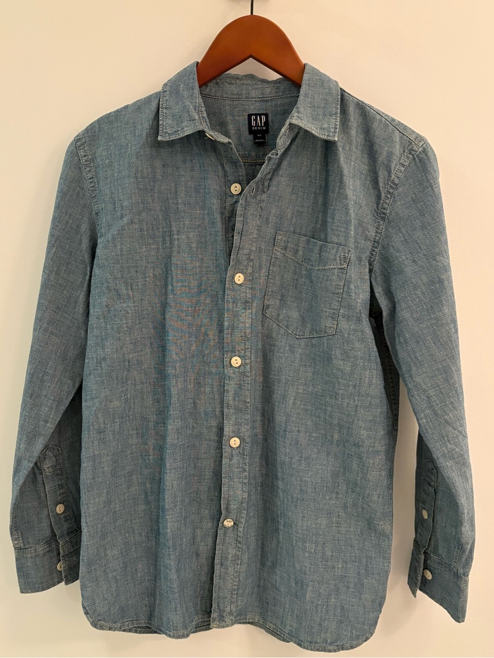 GAP Boys Blue Denim Chambray Button Down Shirt